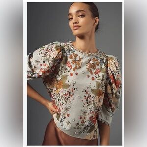 (SOLD) Farm Rio Floral Puff Sleeve Top